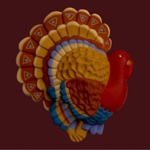 Vintage Hallmark Turkey Brooch Pin Thanksgiving 1980s